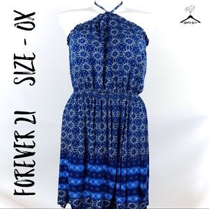 Forever 21 Plus Size Blue Floral Halter Dress